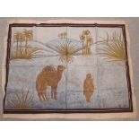 Unusual early 20th Century Indonesian gouache on silk, Middle Eastern figure and camel in desert,