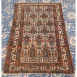 Antique North West Persian rug, repeating stylised floral motifs on an ivory ground within