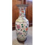 19th Century Cantonese Famille Verte porcelain baluster shaped vase, decorated with birds amongst