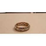 9ct gold clear stone full eternity ring, size M