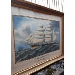 E. L. Greaves, gouache, Portrait of schooner Glenfalloch of Greenock under full sail and flying H