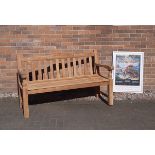 New Indonesian responsibly sourced teak Rose detail garden bench, 150cm wide x 63cm deep x 89cm high