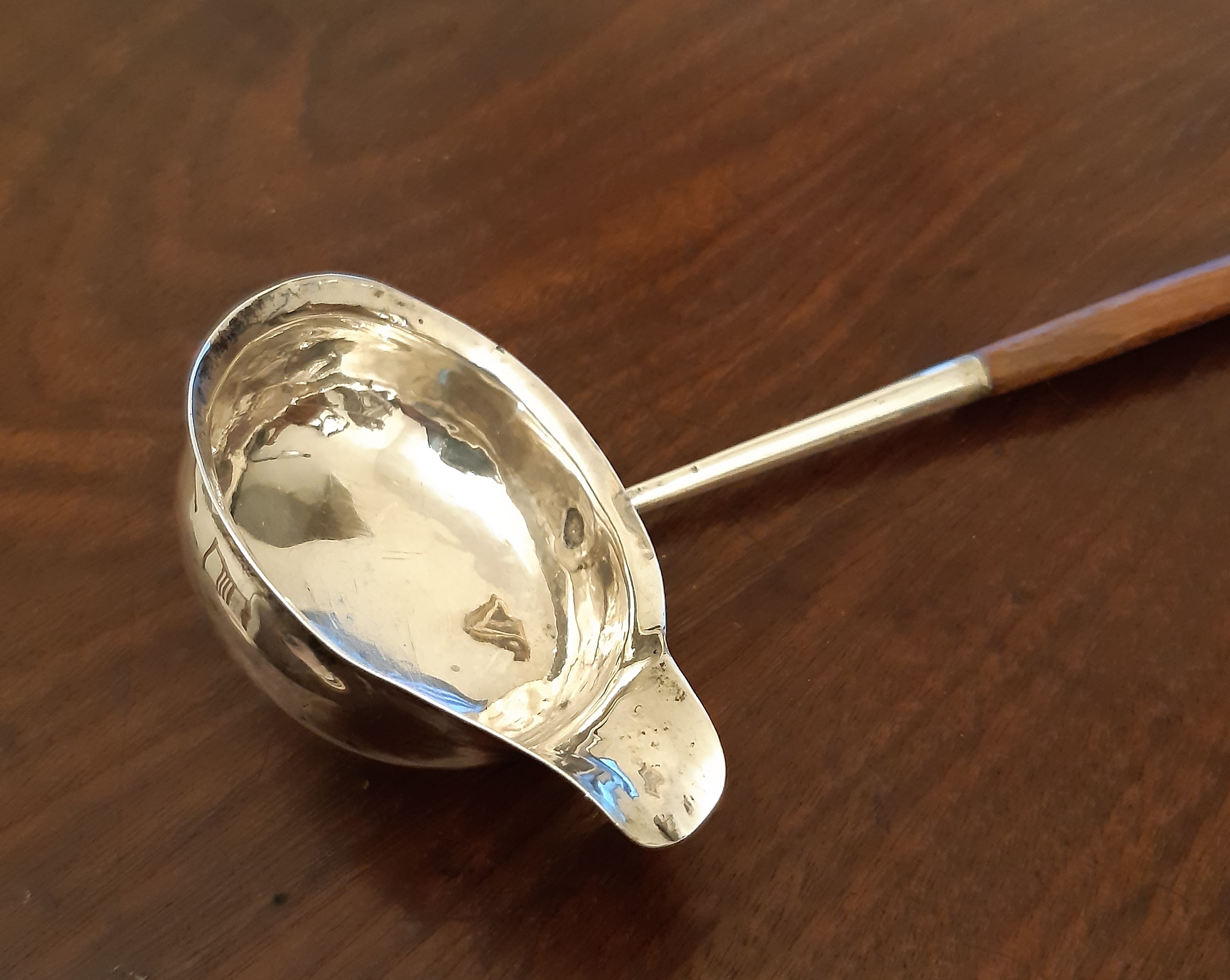 George III silver toddy ladle, plain bowl with lip, London 1794, 8.5cm wide, with later mahogany - Image 2 of 4