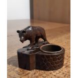 19th Century Swiss 'Black Forest' match holder modelled as a standing bear, inset with copper