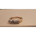 9ct gold diamond Trilogy ring, illusion set stones approx 0.3ct, ring size M