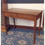 19th Century mahogany side table, fitted two drawers with stepped fronts, square tapered legs,