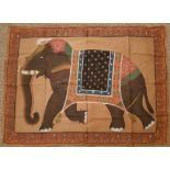 Early 20th Century Indian gouache on silk, Study of an Elephant in procession livery, within