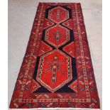 Shirvan style hand woven runner, 347cm x 147cm Note: free delivery available within 30 miles of CA11