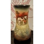 Early 20th Century S Fielding & Co 'Soleilian' pottery baluster shaped vase, hand painted with