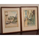 Pierre Jaillet (1893-1957), pair of watercolours, Menton, 25cm x 18cm and 23cm x 18cn