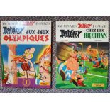 Goscinny & Uderzo, two Asterix volumes - Asterix Chez les Bretons (1966) and Asterix Aux Jeux