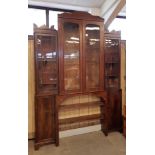 Large mahogany glazed bookcase of Gothic design, 220cm wide x 30cm deep x 280cm high (formed 19th