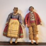 Pair 18th Century Continental painted terracotta and papier mache figures in the manner of