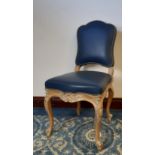 20th Century Chelini limed hardwood occasional chair of 18th Century design, upholstered in