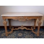 20th Century Chelini limed hardwood rectangular console table of 18th Century design, with thick