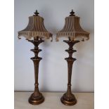 Pair of gilt resin electric table lamps by Fine Art Lamps, Miami of 18th Century 'Gothick' design,