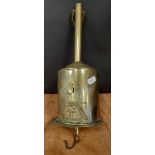 19th Century John Linwood brass roasting or clock jack, 40cm long (cover loose, internal mount
