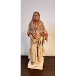 19th Century painted terracotta figure - Berber or Arabic woman, retaining original clothes, 24cm