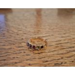 Victorian 15ct gold multi gem set ring, size L/M, one stone missing