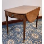 George III mahogany oval Pembroke table, fitted one real and one dummy drawer, on square tapered