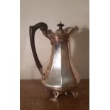 Edward VII silver hot water jug of Arts & Crafts design by Ackroyd/Manoah Rhodes & Sons Bradford,