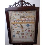 Victorian Scottish needlework sampler by Alice Calder, Elgin, dated 1880, woven with numbers,