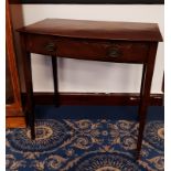 19th Century mahogany bowfront side table, fitted single drawer on square tapered legs, 76cm wide