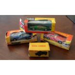 Dinky 673 Scout Car, boxed (box damage), Solido 172 Carabo Bertone, boxed (box damage) and two Corgi