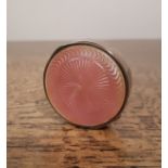 Edward VII silver and pink guilloche enamel circular compacy by HJH, 4.5cm diameter x 1cm high
