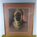 Tina Ahmed, pastel, Portrait of an Arabian man, 60cm x 50cm, signed and dated '90, in gilt frame and