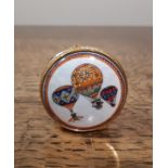 Royal Worcester bone china 'Flights of Fancy' circular trinket box, 5cm diameter x 3cm high