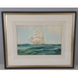 W. Knox, gouache, Portrait of a Yacht or Clipper under full sail, 24cm x 36cm, signed and dated