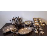 Continental Art Deco two handled plated bowl by Wiskemann and a quantity of other plated ware