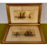 Herbert Woodier, pair of watercolours, Racing Yachts, each 17cm x 34cm, signed and dated 1916,