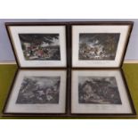 E. Bell after George Morland (1762-1804), set of four coloured reprints, Fox Hunting, each 15cm x
