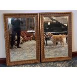 Pair of large 20th Century gilt rectangular wall mirrors with bevelled plates by Desert Frames,