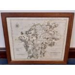 John Cary (1754-1835), coloured engraving, 'A Map of Westmoreland', 42cm x 53cm, in bevelled oak