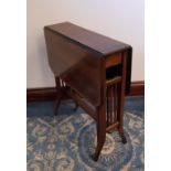 Edwardian satinwood banded Sutherland table, top with canted corners, 76cm x 61cm x 67cm high