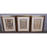 Set of six 19th Century lithographs - Architectural studies, each 32cm x 20cm,