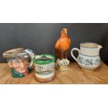 Royal Doulton Dickens Ware tobacco jar and cover, Royal Doulton 'The Poacher' character jug D