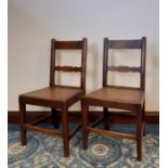Pair early 19th Century mahogany dining chairs, one seat with shrinkage split