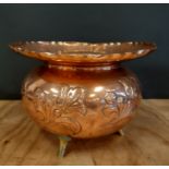 19th Century Benham & Froud copper and brass squat bulbous planter after a design by Dr