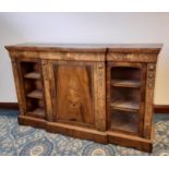 Late Victorian figured walnut, inlaid and gilt metal mounted Credenza, 180cm wide x 41cm deep x