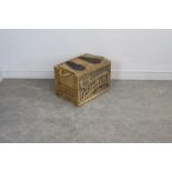 A pine Crossfields' Perfection Soap crate, adapted to a shoe-shine box with rope handles 32cm x 46cm