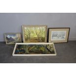 A William Heaton Cooper print 'Wind and Sun, Wastwater' a Colin Williamson print 'Gathering In' an