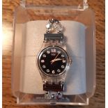 Ladies Swatch watch, Swarovski type crystal set dial, clear plastic case 26mm diameter, with