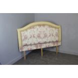A modern King-size headboard, padded and upholstered in floral patterned material 122cm x 153cm