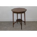 An Edwardian mahogany octagonal occasional table, with banded top and under tier 71cm x 54cm