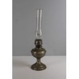 An American 'Aladdin' metal oil lamp with glass chimney 30cm to burner