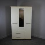 Modern White three door/ Mirror Door Wardrobe with two drawers 190cm x113cm x 55cm